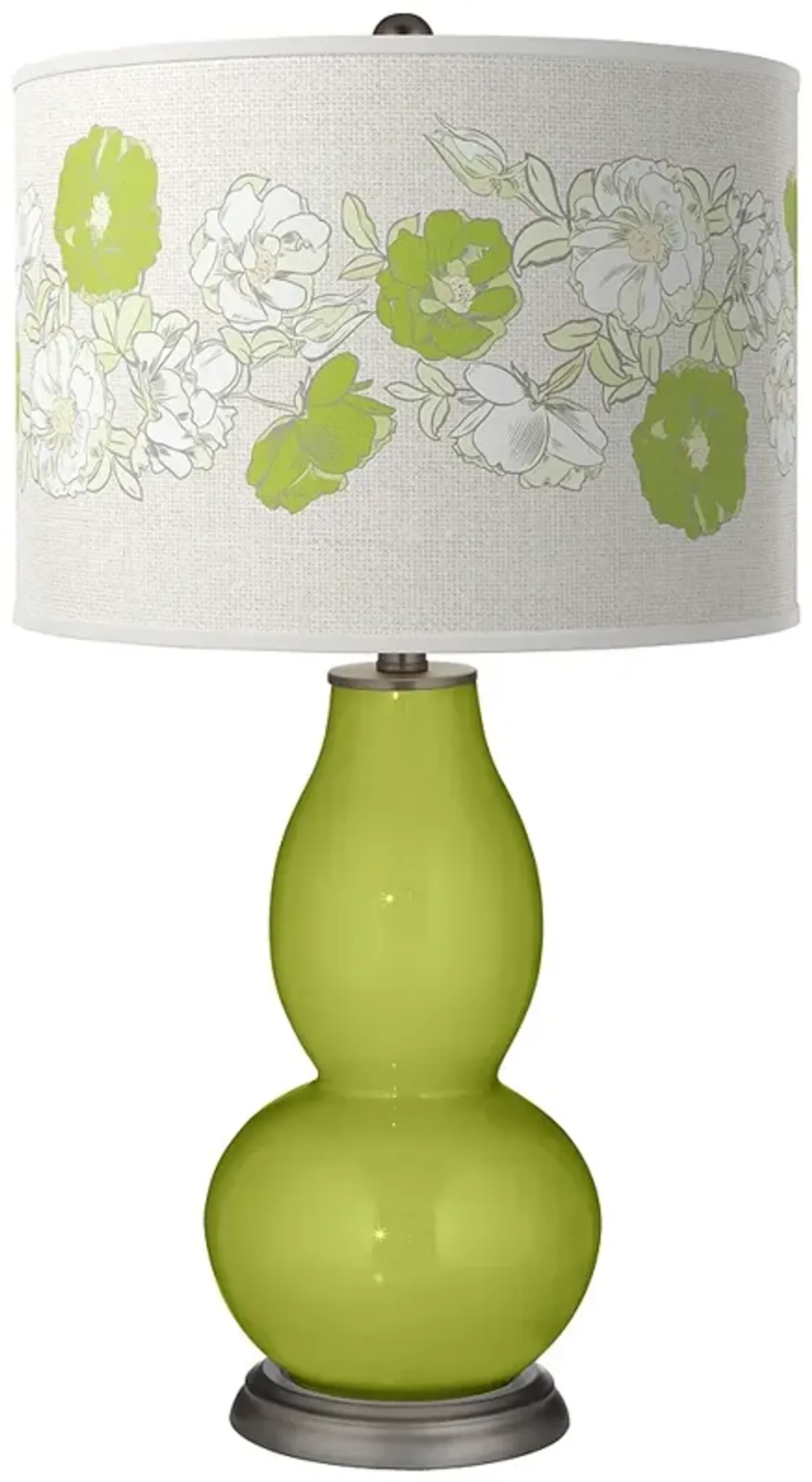 Color Plus Double Gourd 29 1/2" Rose Bouquet Parakeet Green Table Lamp