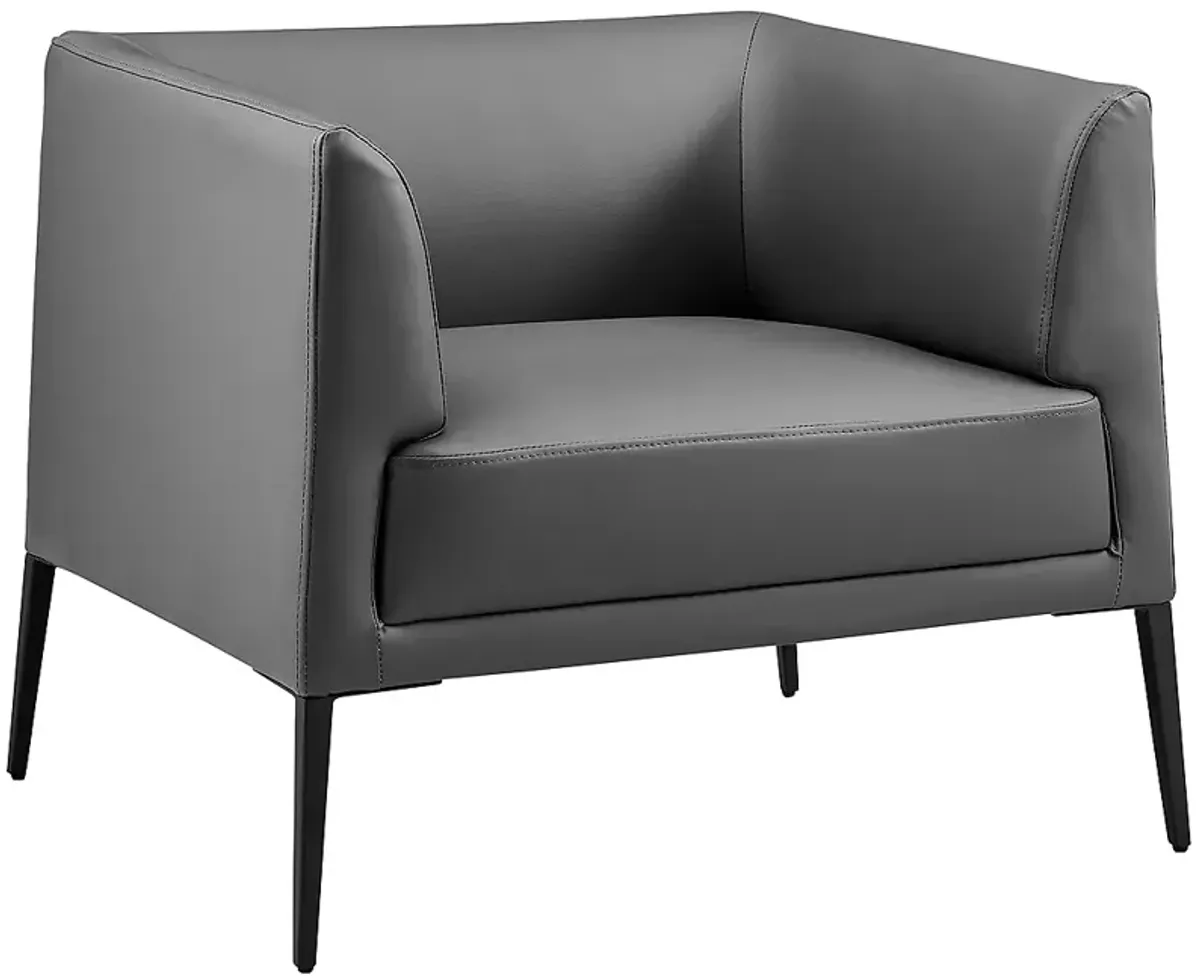 Euro Style Matias 32" Wide Gray Leatherette Modern Lounge Chair