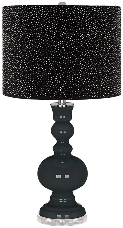 Black of Night Apothecary Table Lamp w/ Black Scatter Gold Shade