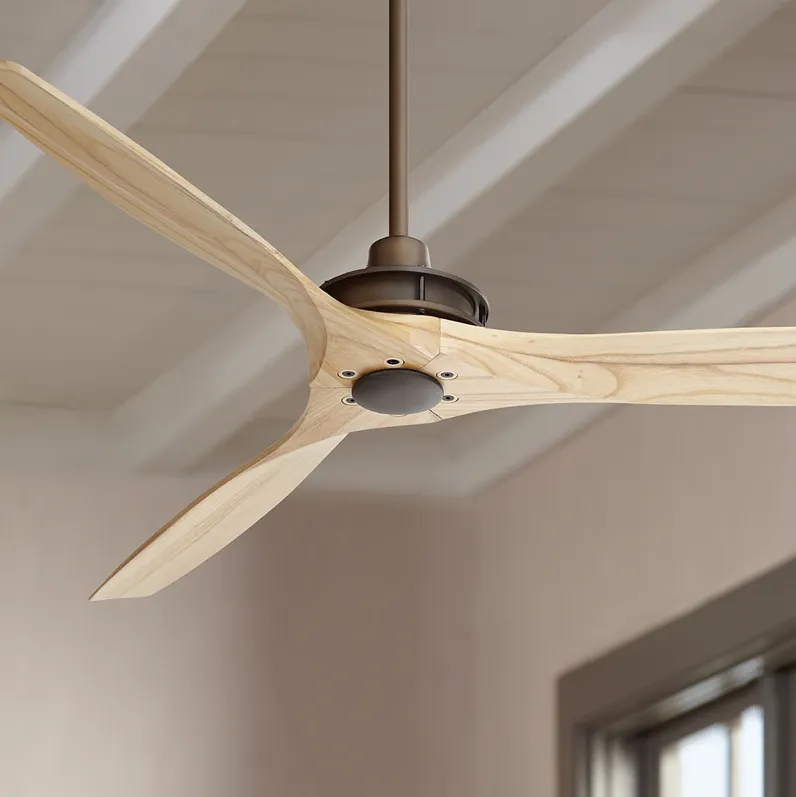 52" Windspun Bronze Natural Wood Blades Ceiling Fan with Remote