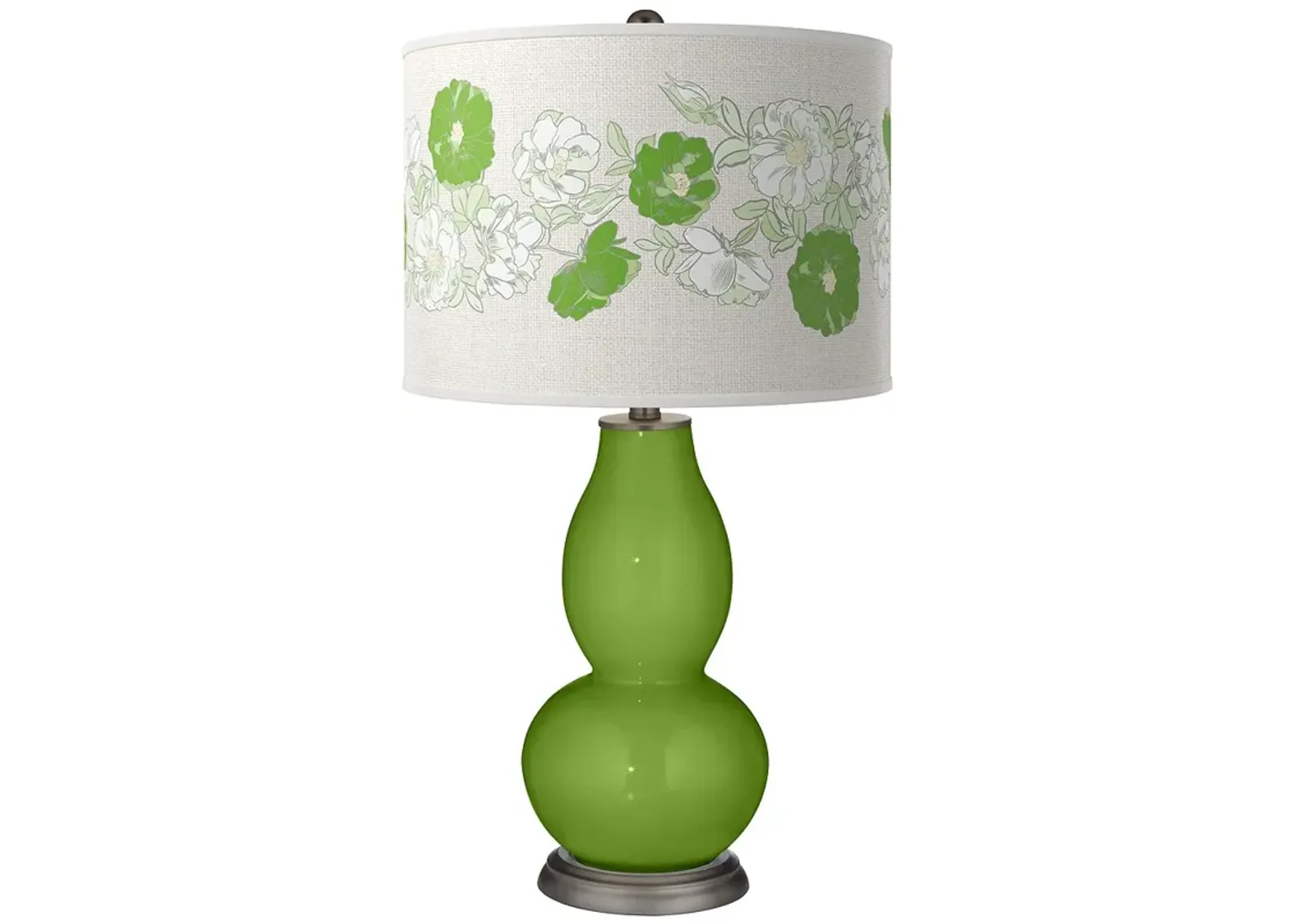 Color Plus Double Gourd 29 1/2" Rose Bouquet Gecko Green Table Lamp