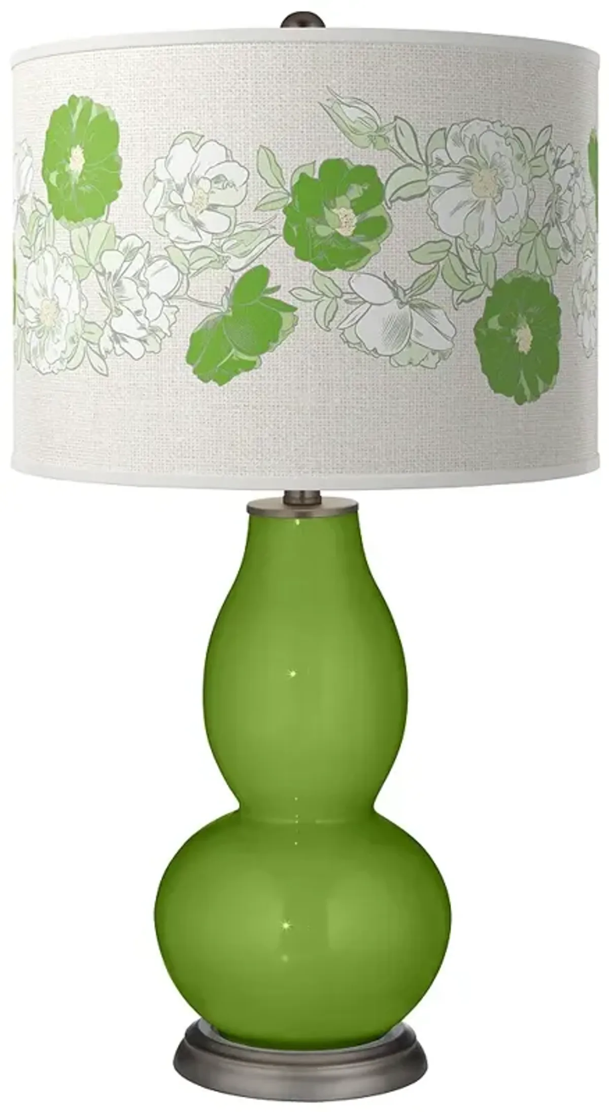 Color Plus Double Gourd 29 1/2" Rose Bouquet Gecko Green Table Lamp