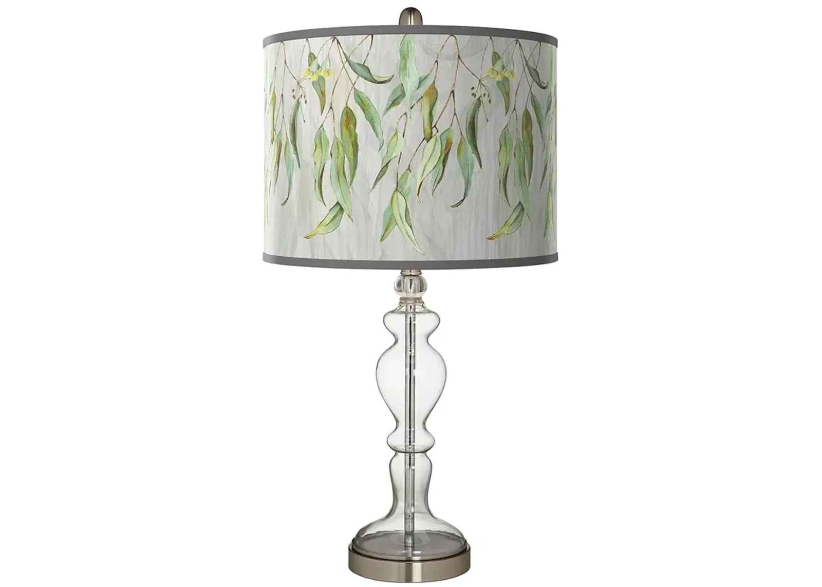 Eucalyptus Giclee Apothecary Clear Glass Table Lamp