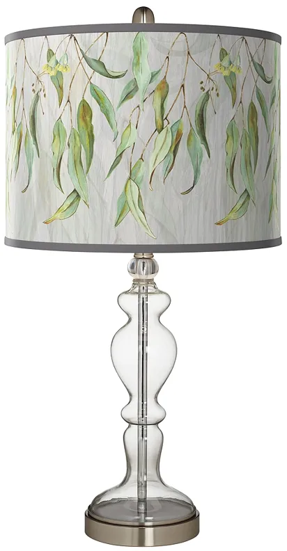 Eucalyptus Giclee Apothecary Clear Glass Table Lamp