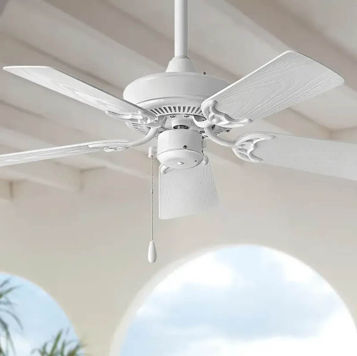 36" Hinkley Cabana White Finish 5-Blade Pull Chain Ceiling Fan