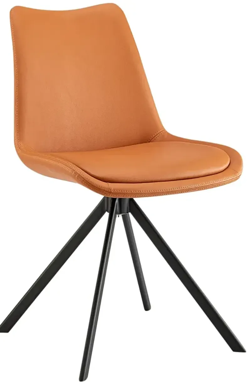 Vind Cognac Leatherette Swivel Side Chair