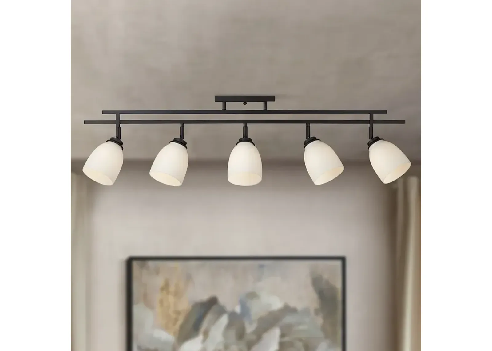 Linear 36" Wide White Glass 5-Light Track Fixture Ceiling Light