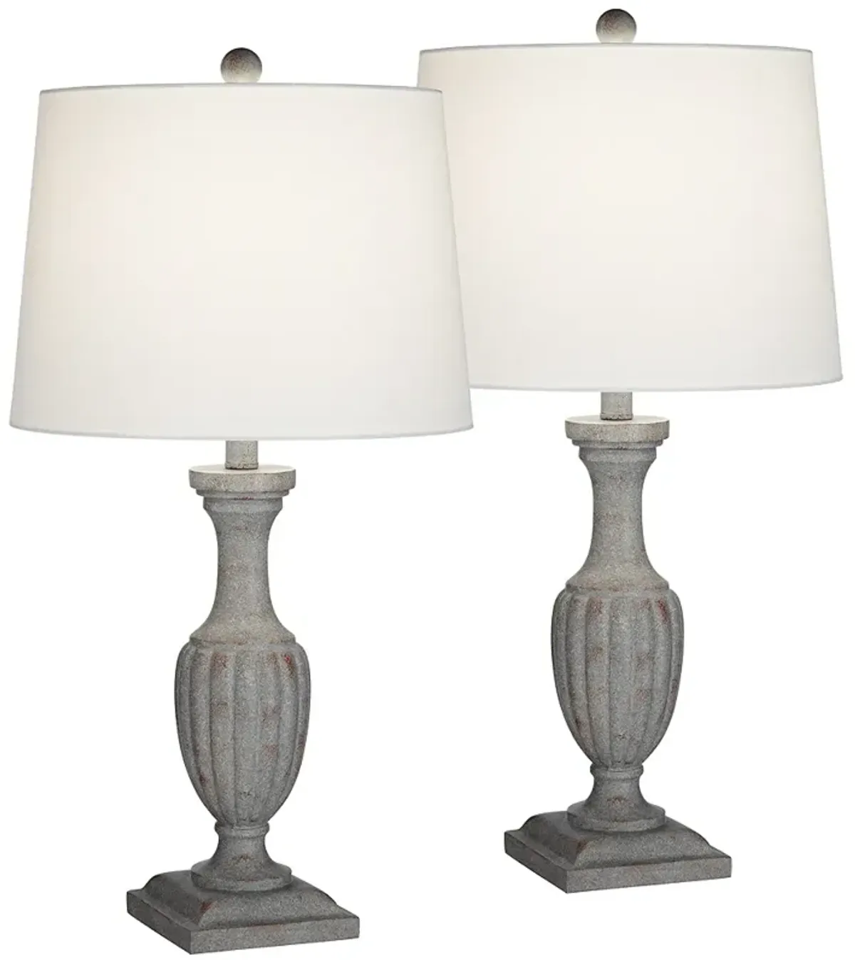 Regency Hill Laurel 26" High Gray Faux Wood Table Lamps Set of 2