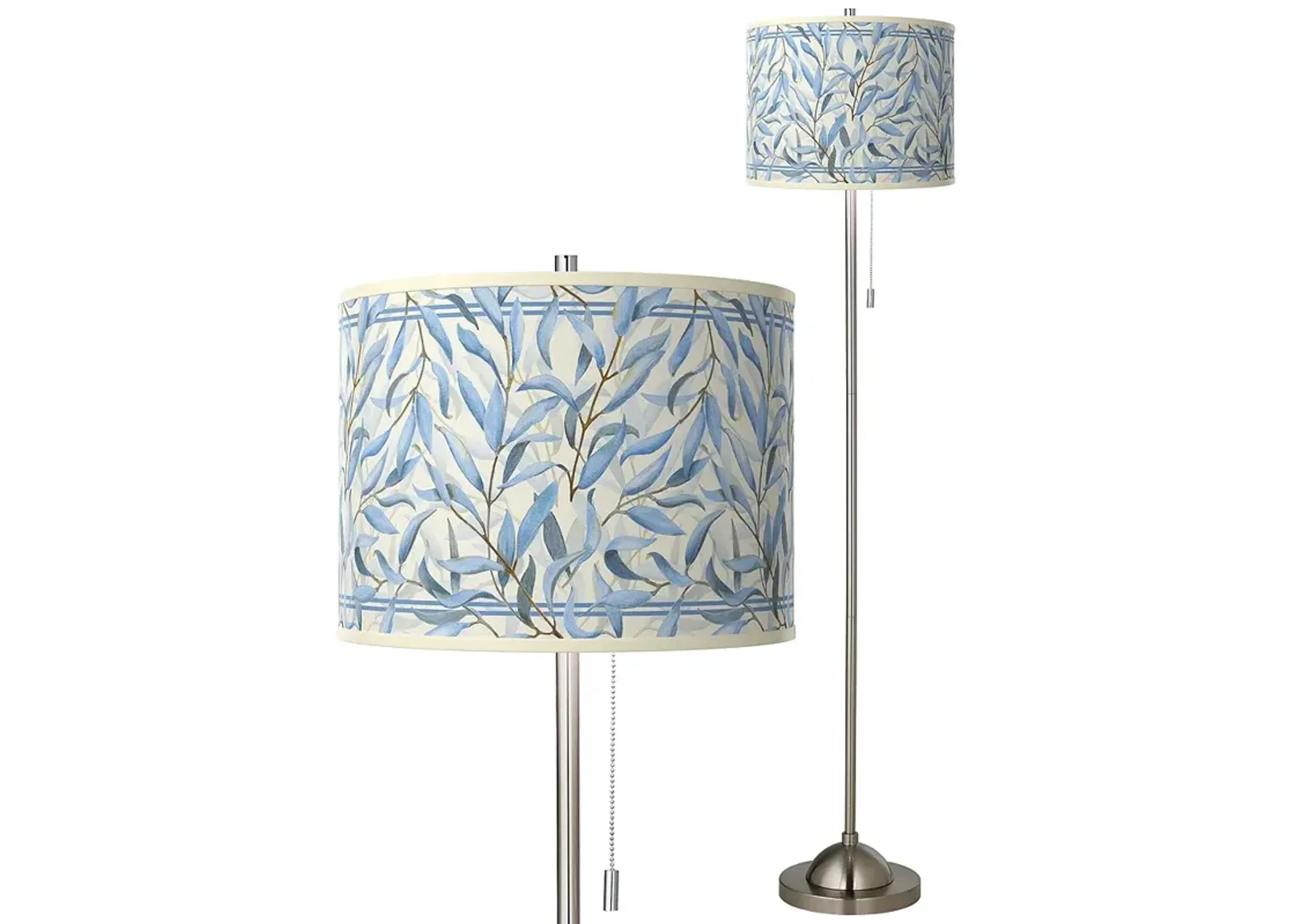 Giclee Glow 62" Amity Shade Brushed Nickel Pull Chain Floor Lamp