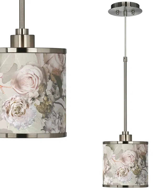 Rosy Blossoms Giclee Glow 7" Wide Mini Pendant Light