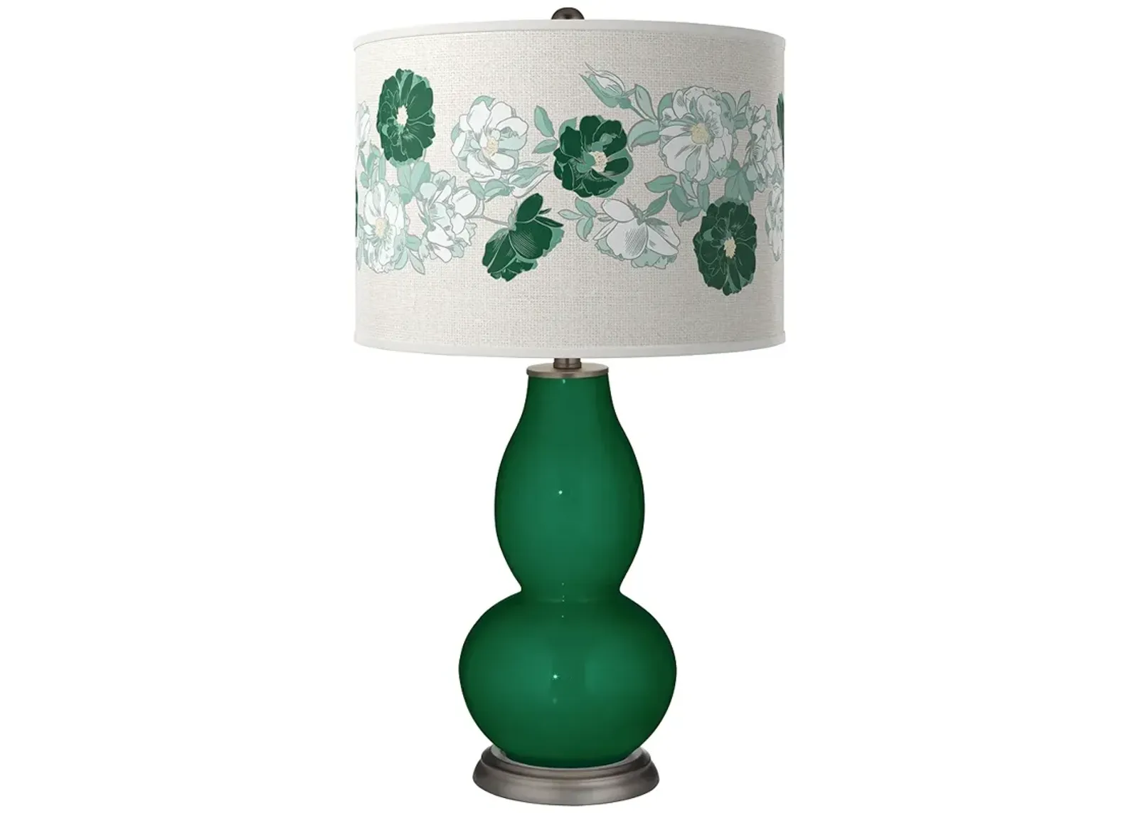 Color Plus Double Gourd 29 1/2" Rose Bouquet Greens Glass Table Lamp