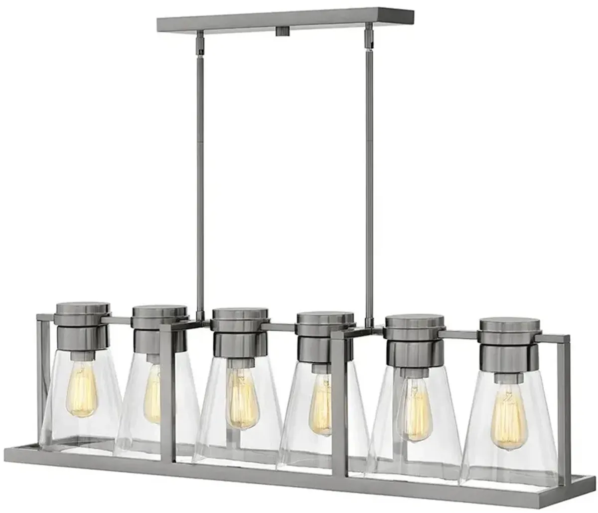 Refinery 43 3/4" Wide Nickel Clear Chandelier