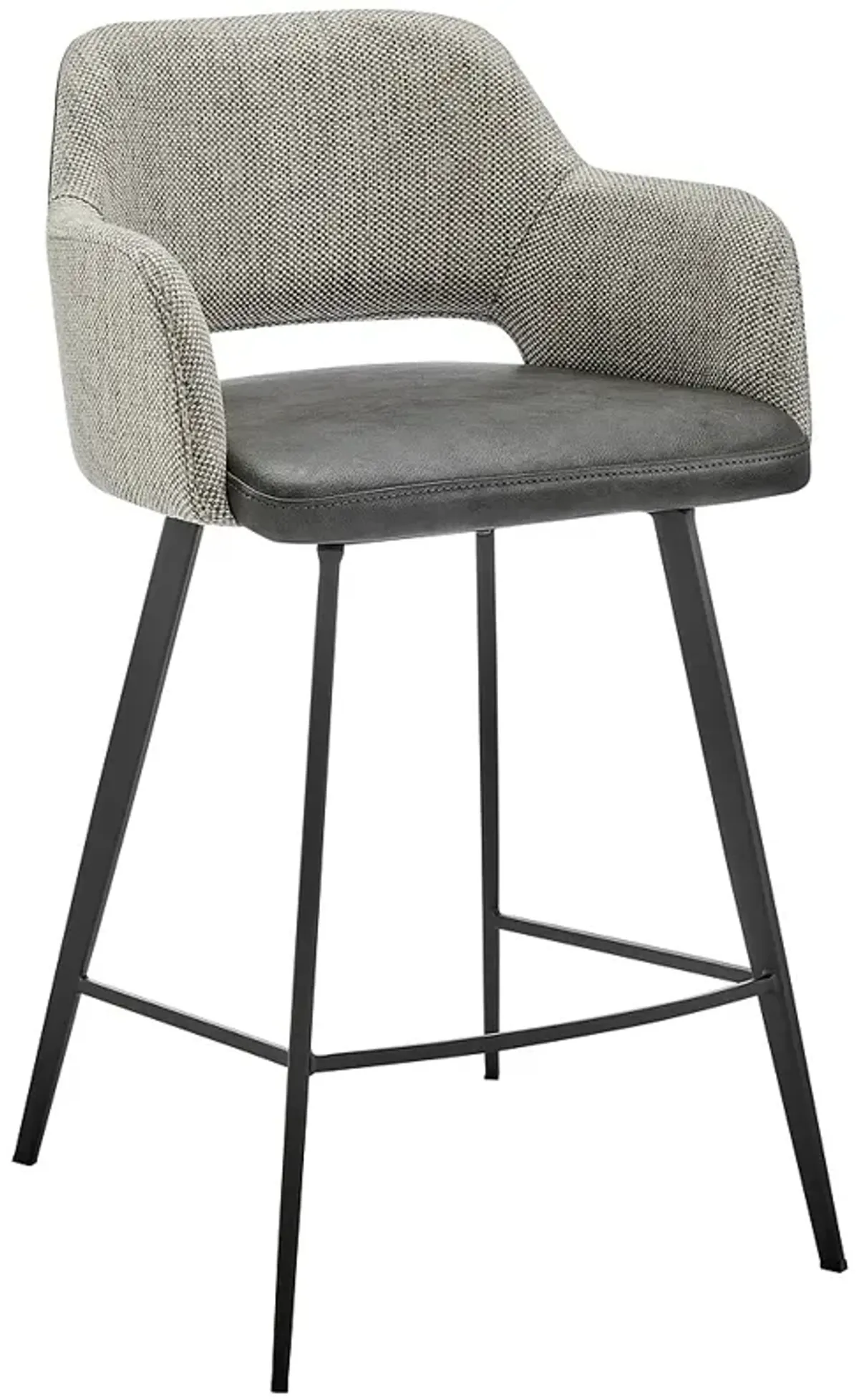 Euro Style Desi 25 1/2" Modern Gray Fabric Swivel Counter Height Stool
