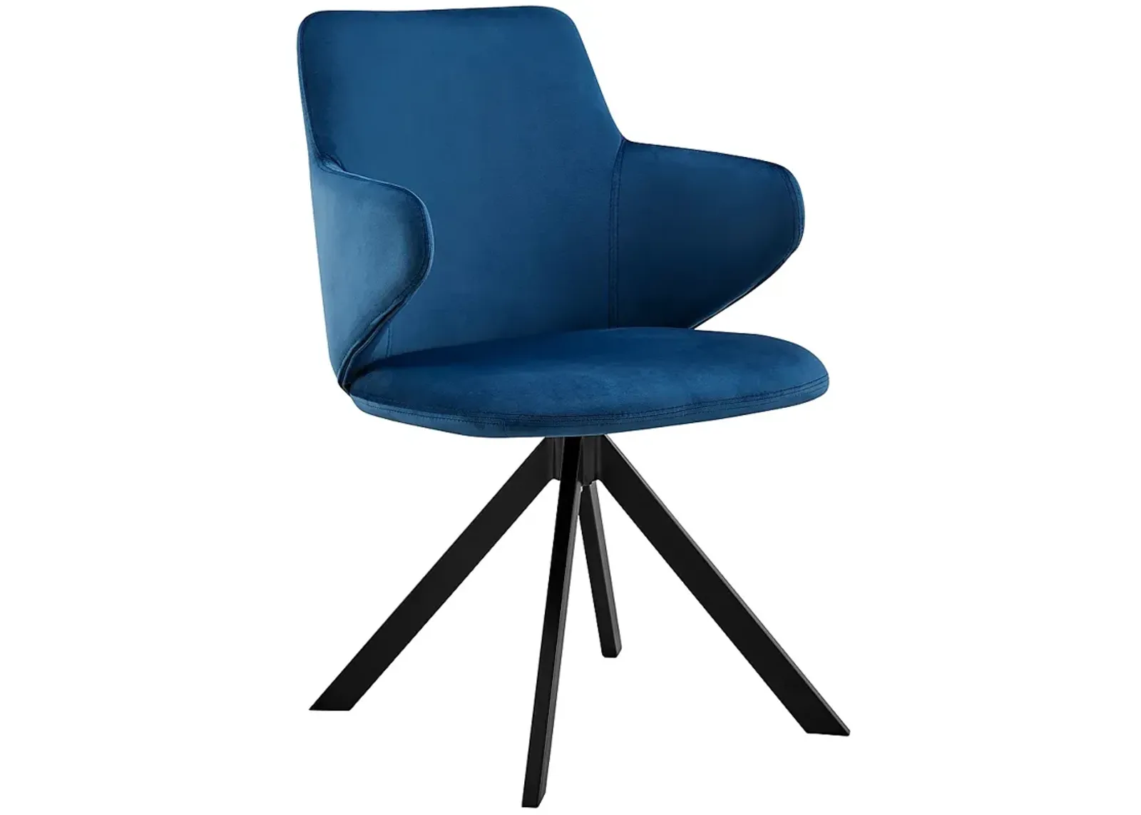 Vigo Blue Velvet Swivel Side Armchair