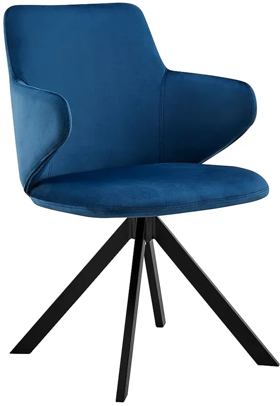 Vigo Blue Velvet Swivel Side Armchair