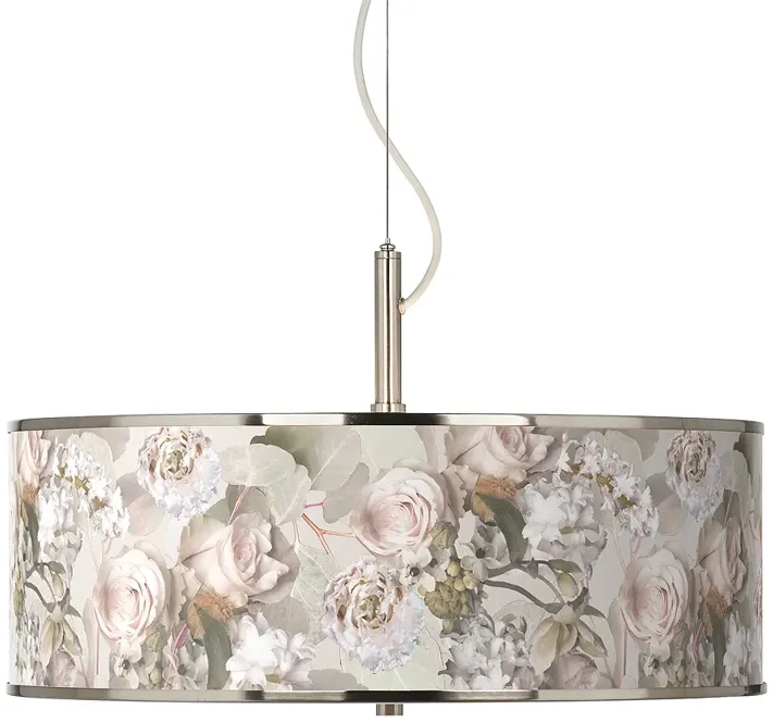 Rosy Blossoms Giclee Glow 20" Wide Pendant Light