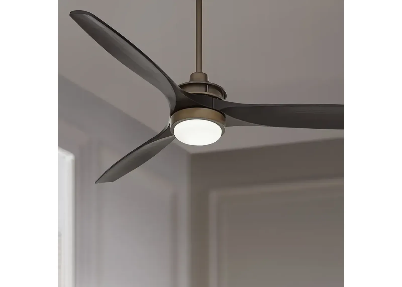 52" Casa Vieja Windspun Bronze-Matte Black LED Ceiling Fan with Remote