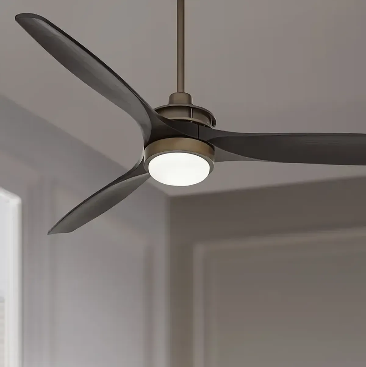 52" Casa Vieja Windspun Bronze-Matte Black LED Ceiling Fan with Remote