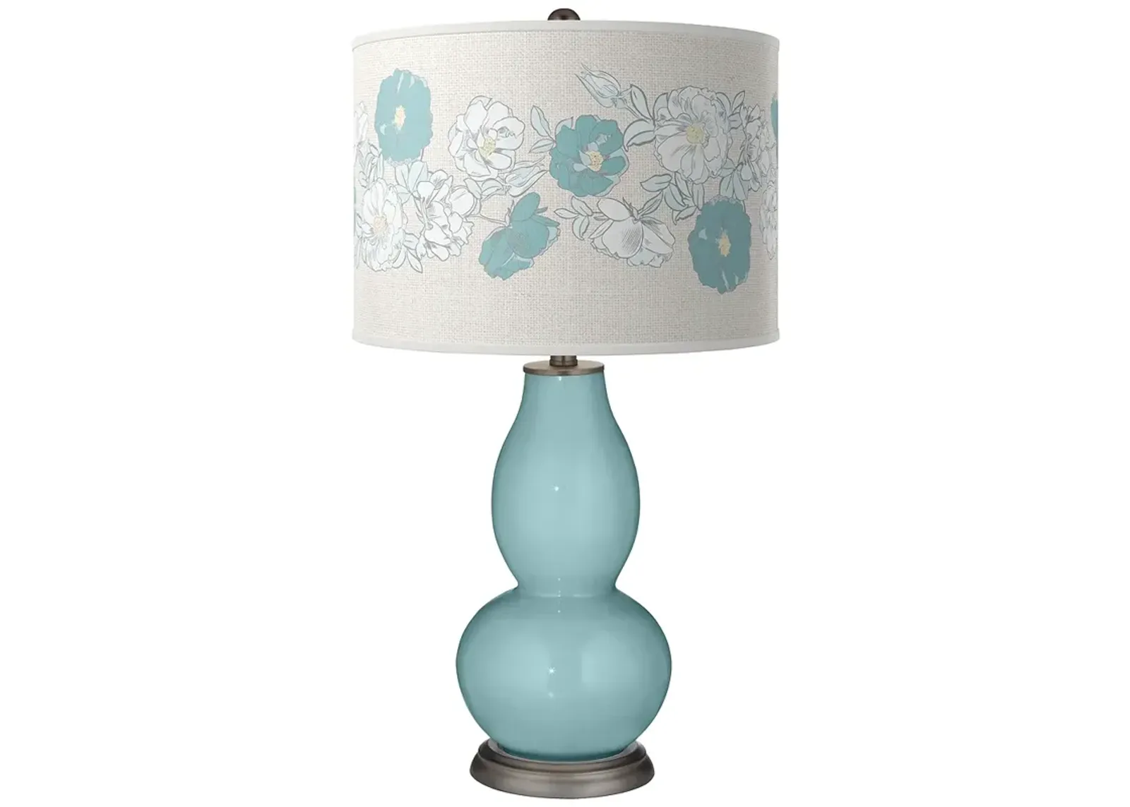 Color Plus Double Gourd 29 1/2" Rose Bouquet Raindrop Blue Table Lamp