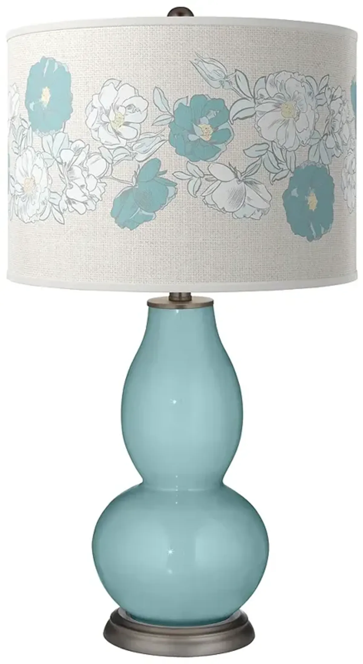 Color Plus Double Gourd 29 1/2" Rose Bouquet Raindrop Blue Table Lamp