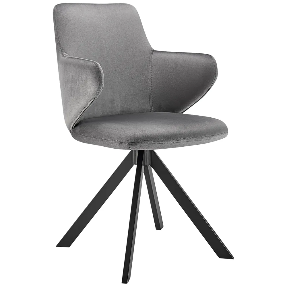 Vigo Gray Velvet Swivel Side Armchair