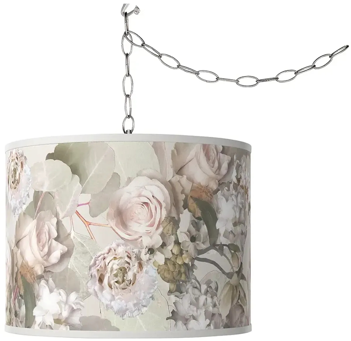 Rosy Blossoms 13 1/2" Wide Giclee Glow Plug-In Swag Pendant
