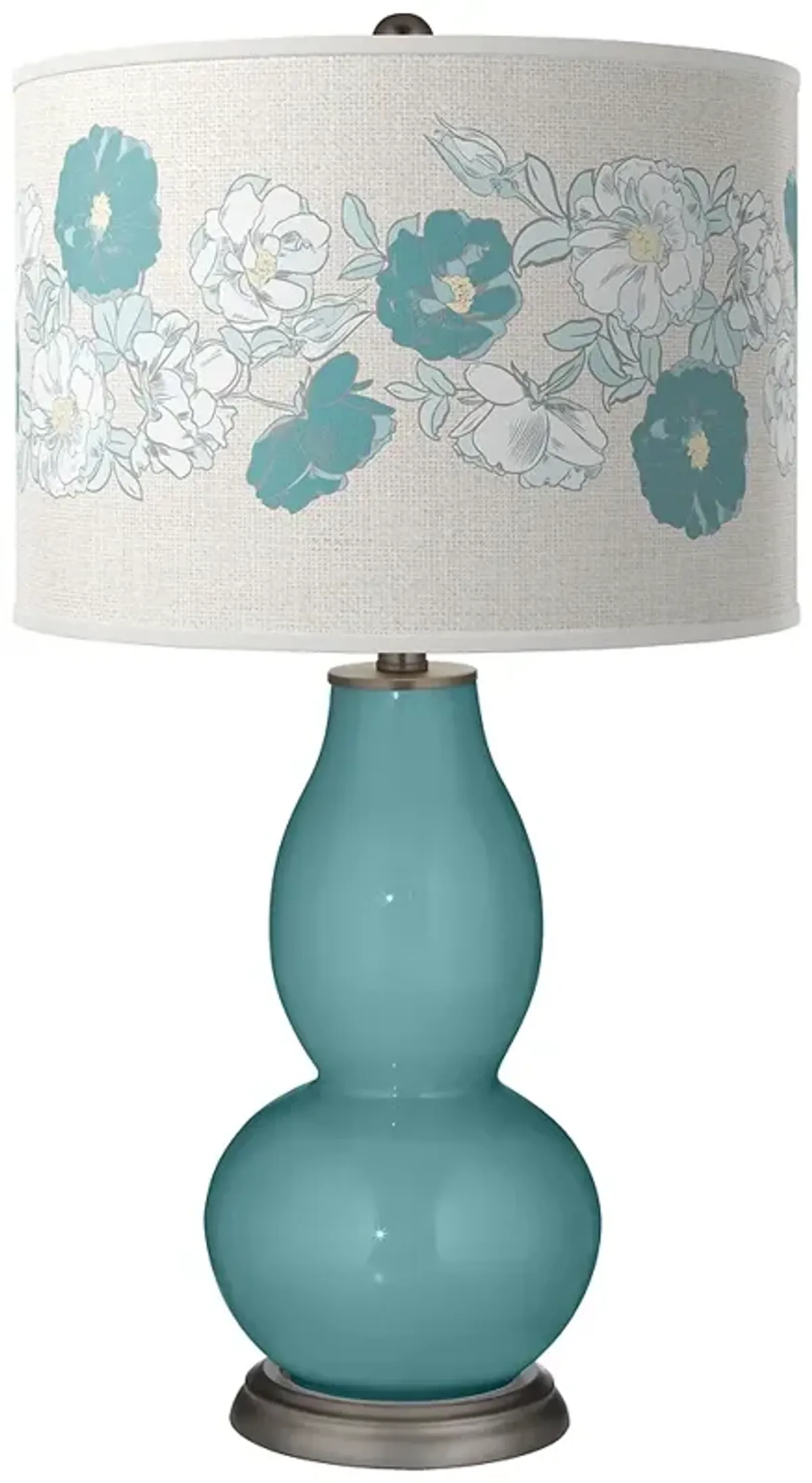 Color Plus Double Gourd 29 1/2" Rose Bouquet Reflecting Pool Blue Lamp