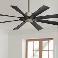 60" Possini Euro Defender Brushed Nickel Damp Ceiling Fan with Remote