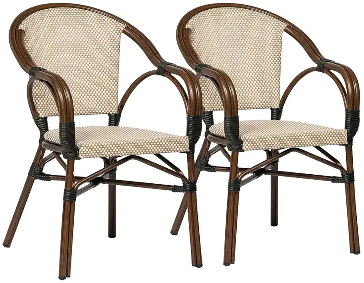 Ivan Tan White Indoor/Outdoor Stacking Armchairs Set of 2