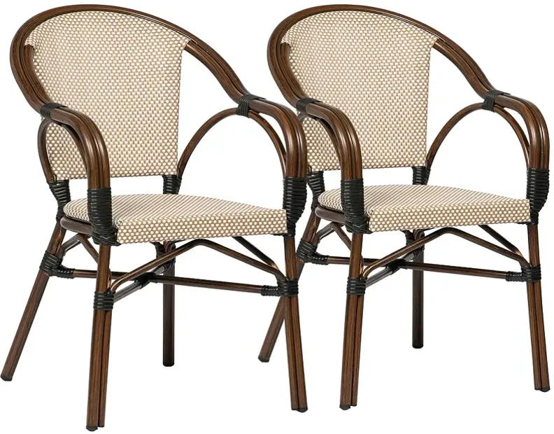 Ivan Tan White Indoor/Outdoor Stacking Armchairs Set of 2