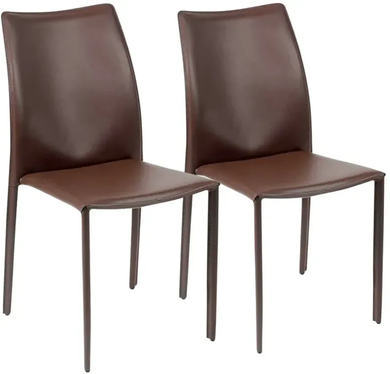 Dalia Brown Stacking Side Chairs Set of 2