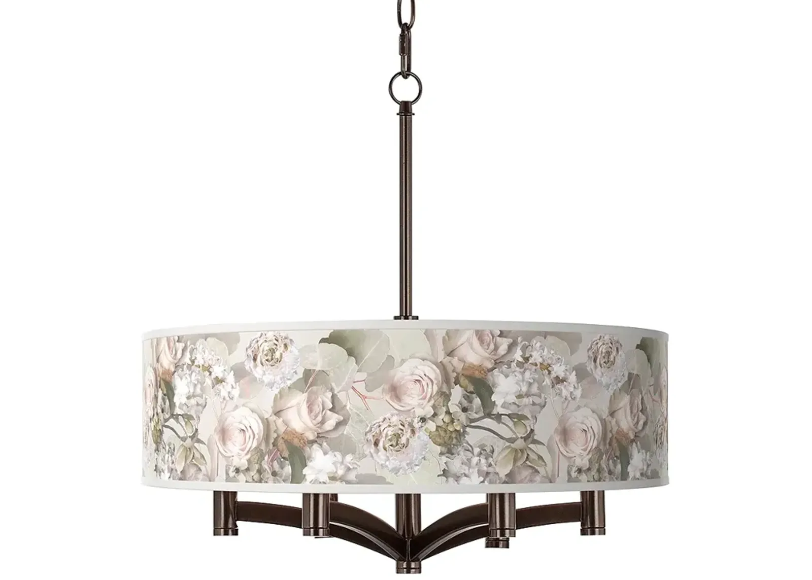 Giclee Gallery Ave 20" Rosy Blossoms 6-Light Bronze Pendant Chandelier