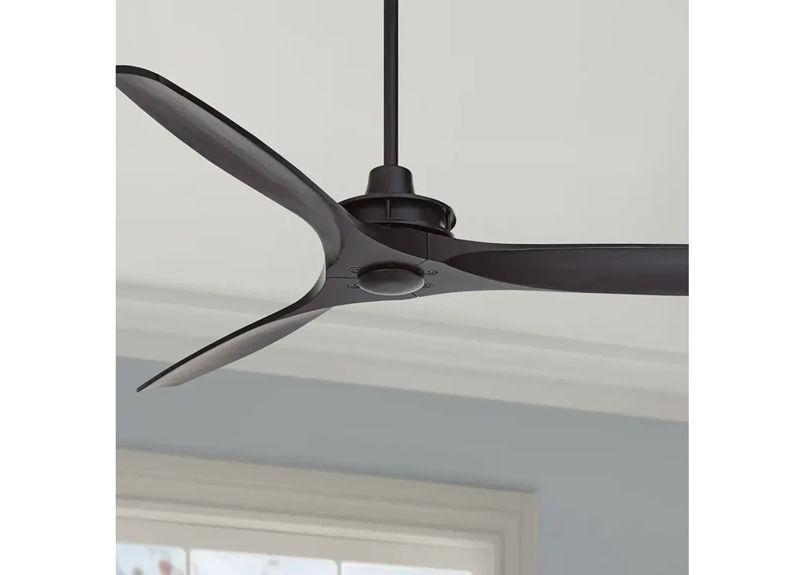 52" Windspun Brushed Matte Black Wood Blades Ceiling Fan with Remote