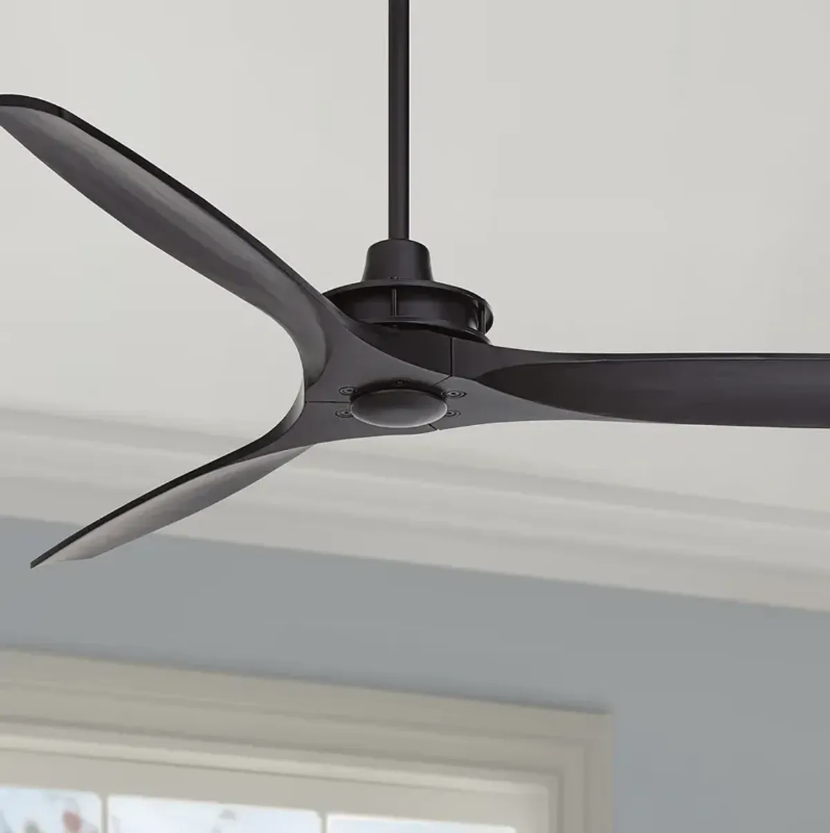 52" Windspun Brushed Matte Black Wood Blades Ceiling Fan with Remote