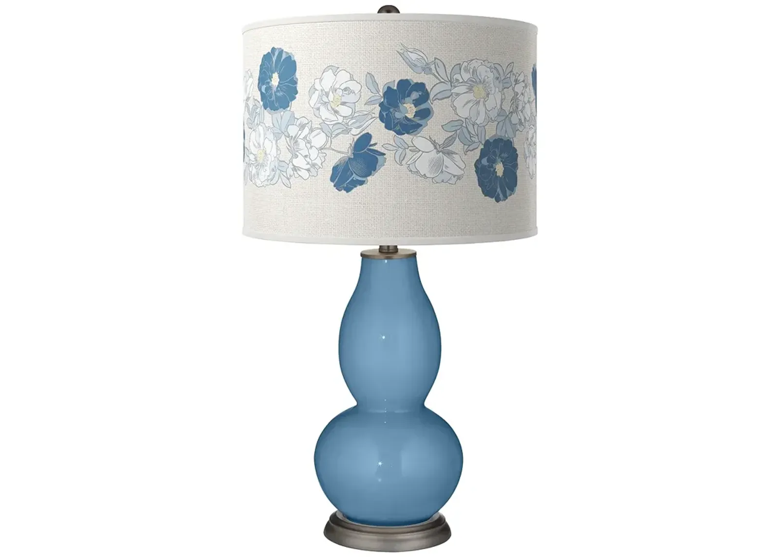 Color Plus Double Gourd 29 1/2" Rose Bouquet Secure Blue Table Lamp