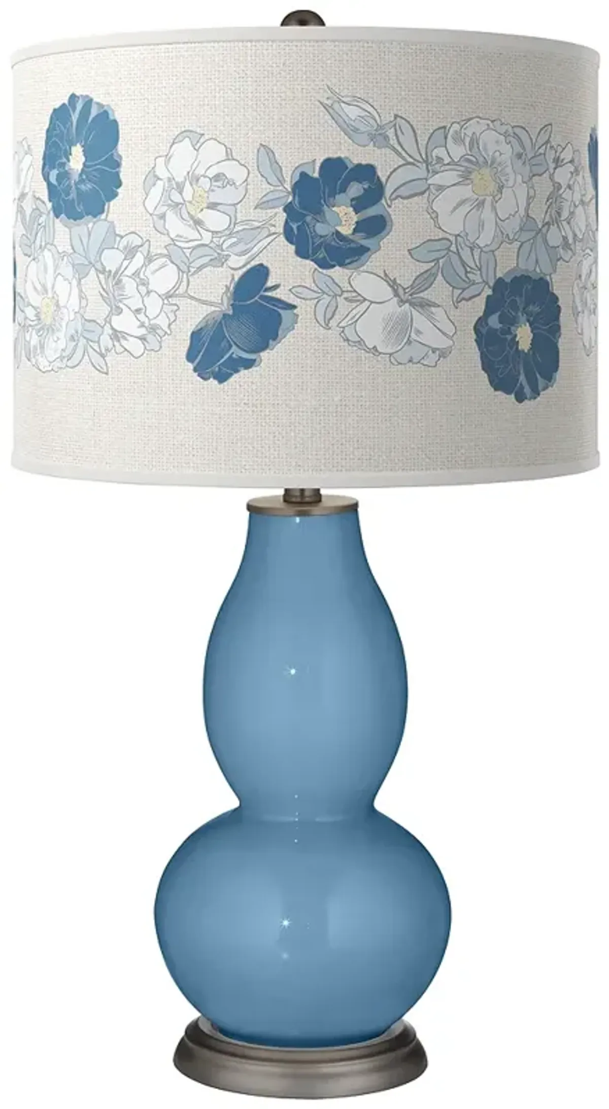 Color Plus Double Gourd 29 1/2" Rose Bouquet Secure Blue Table Lamp