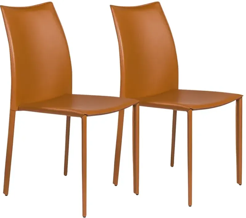 Dalia Cognac Stacking Side Chairs Set of 2