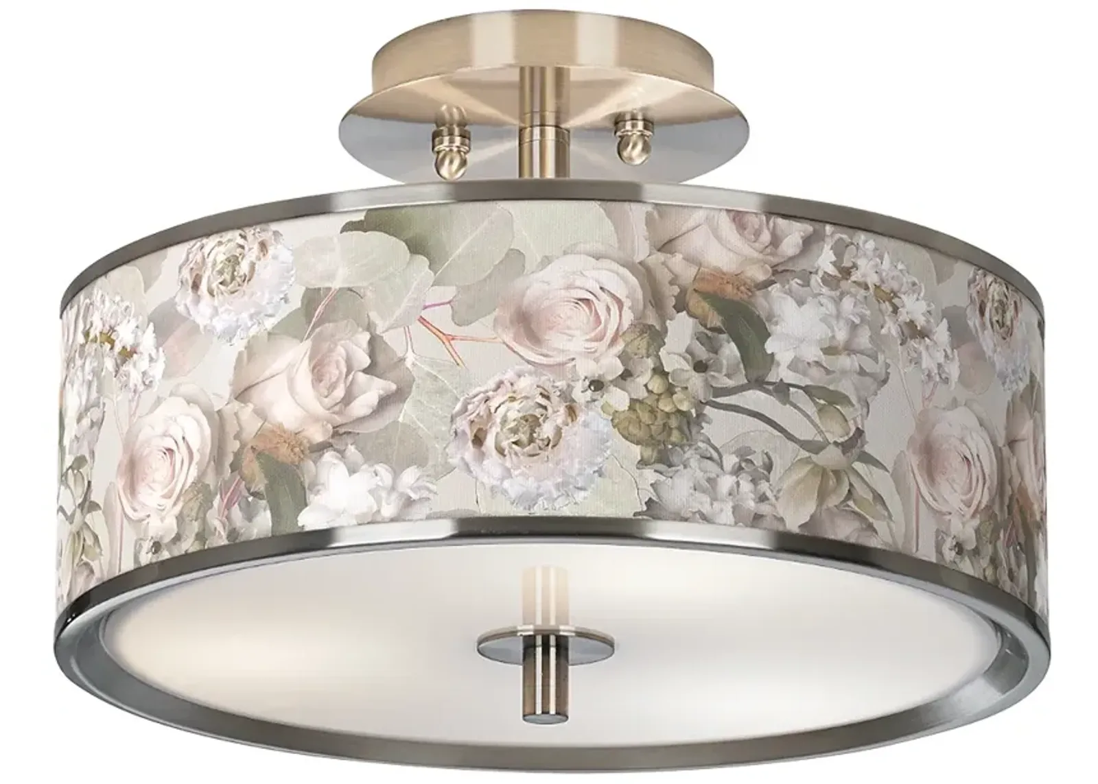 Giclee Glow Rosy Blossoms 14" Wide Ceiling Light