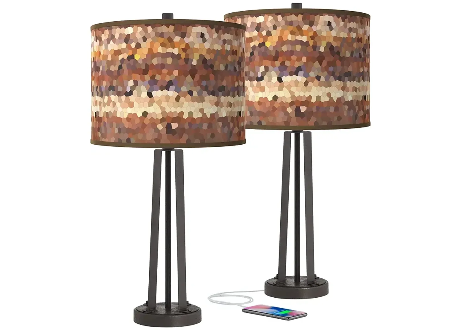 Red Rock Susan Dark Bronze USB Table Lamps Set of 2