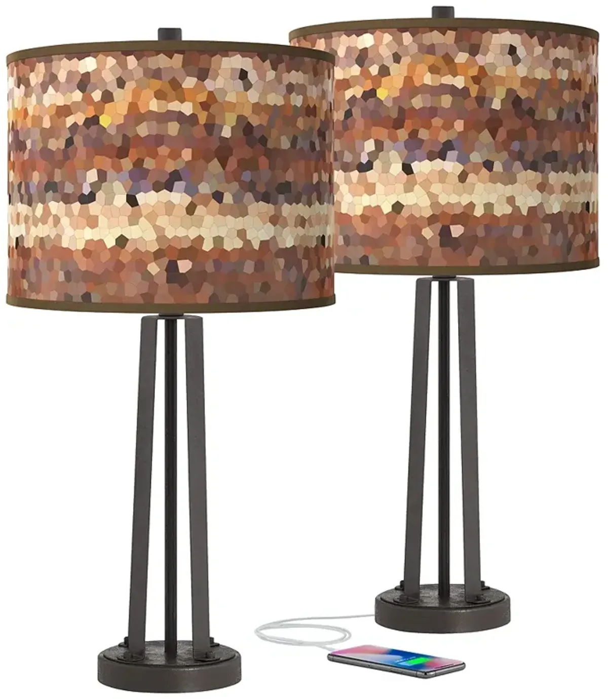 Red Rock Susan Dark Bronze USB Table Lamps Set of 2