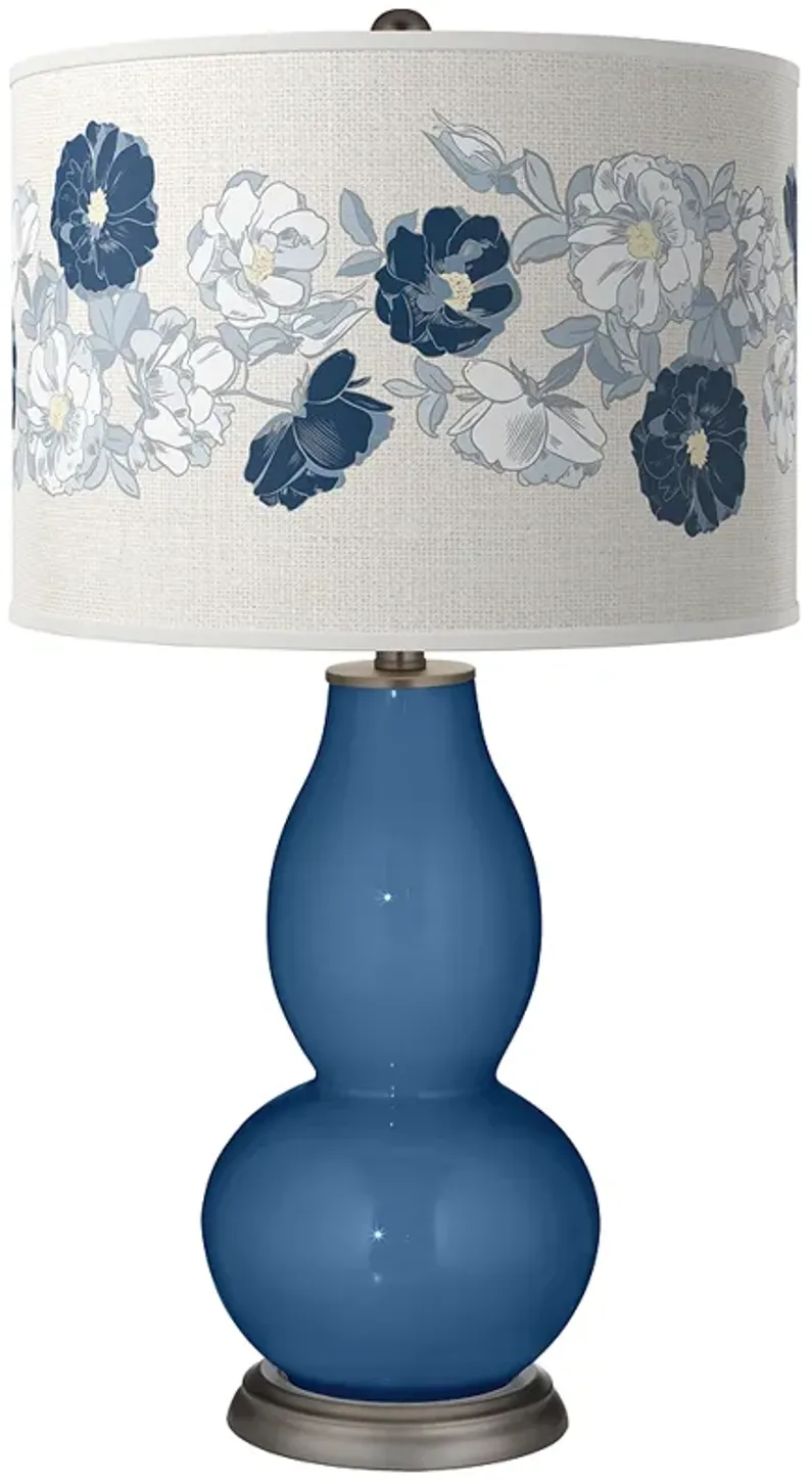 Color Plus Double Gourd 29 1/2" Rose Bouquet Regatta Blue Table Lamp