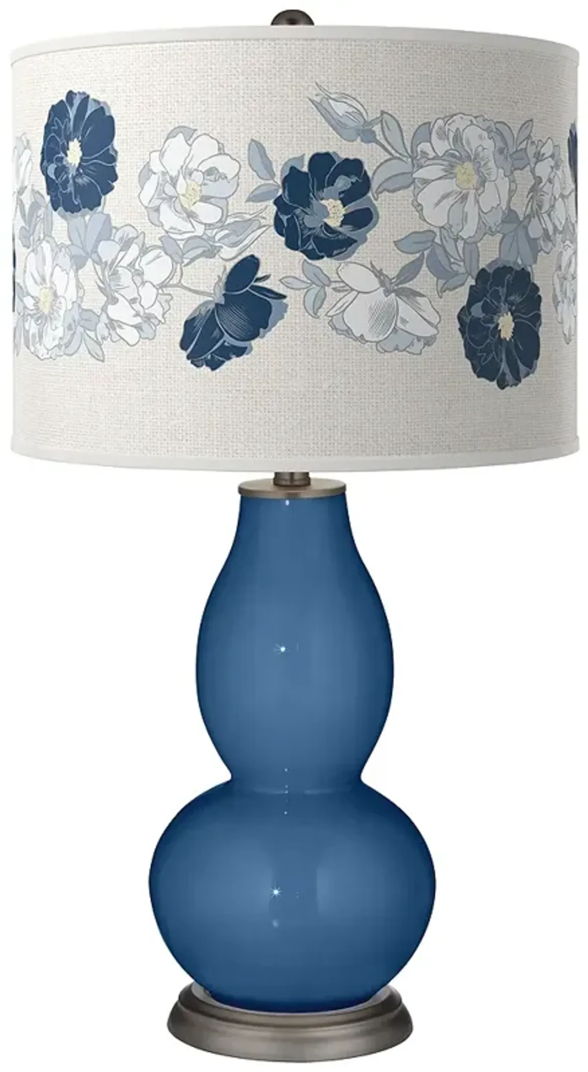 Color Plus Double Gourd 29 1/2" Rose Bouquet Regatta Blue Table Lamp