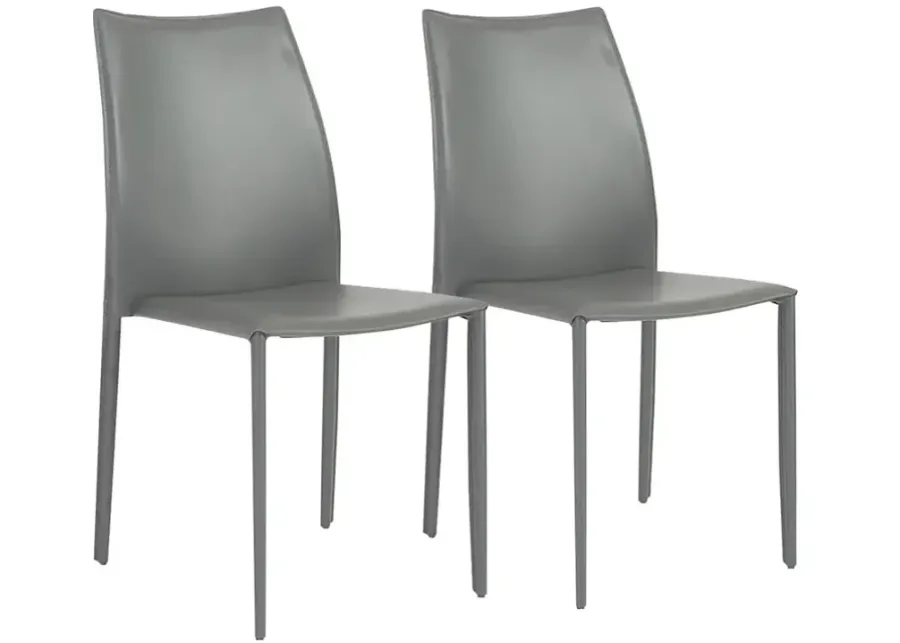 Dalia Gray Stacking Side Chairs Set of 2