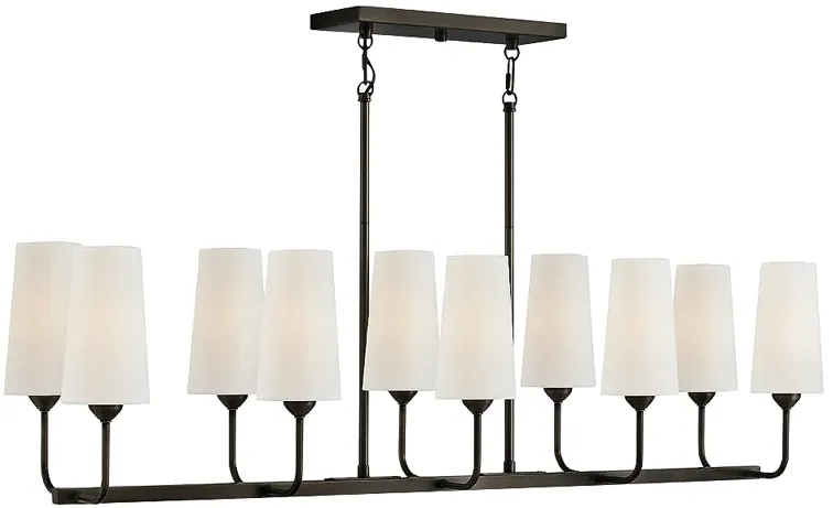 Hinkley - Chandelier Lewis Ten Light Linear- Black Oxide