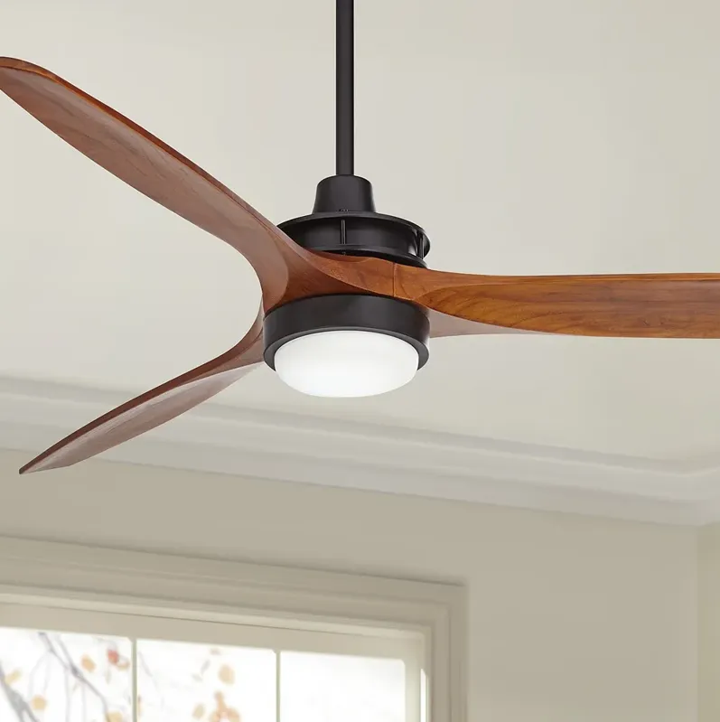 52" Windspun Black and Walnut LED Ceiling Fan with Remote Control