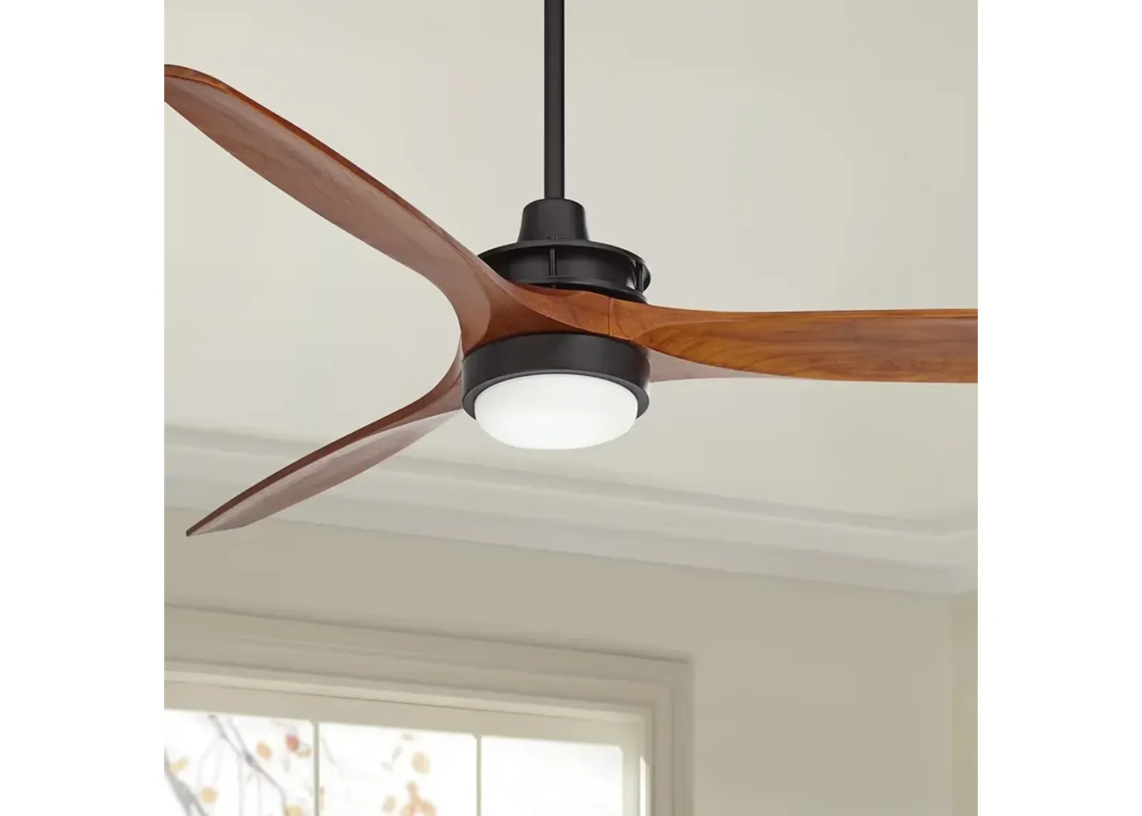 52" Windspun Black and Walnut LED Ceiling Fan with Remote Control