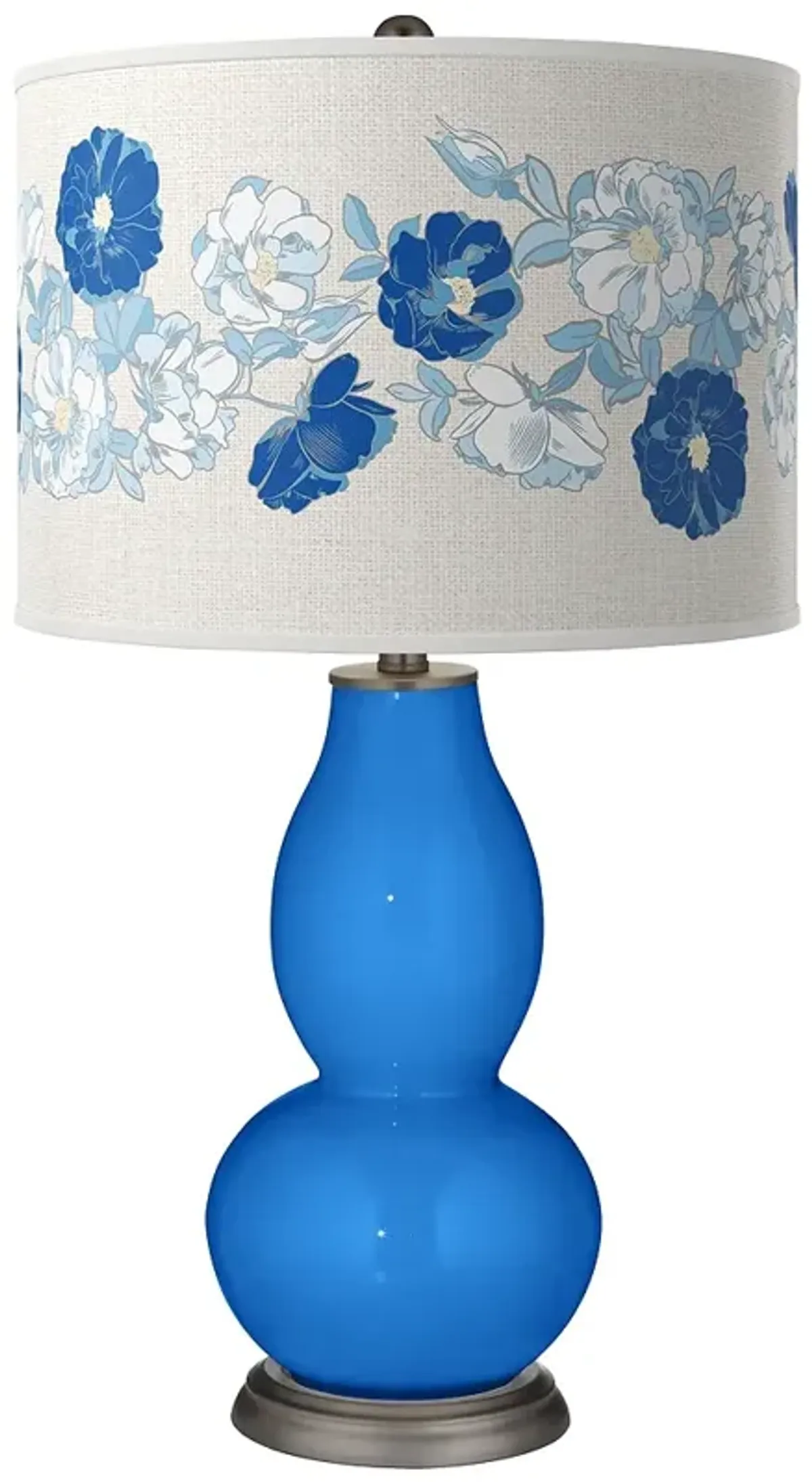 Color Plus Double Gourd 29 1/2" Rose Bouquet Royal Blue Table Lamp