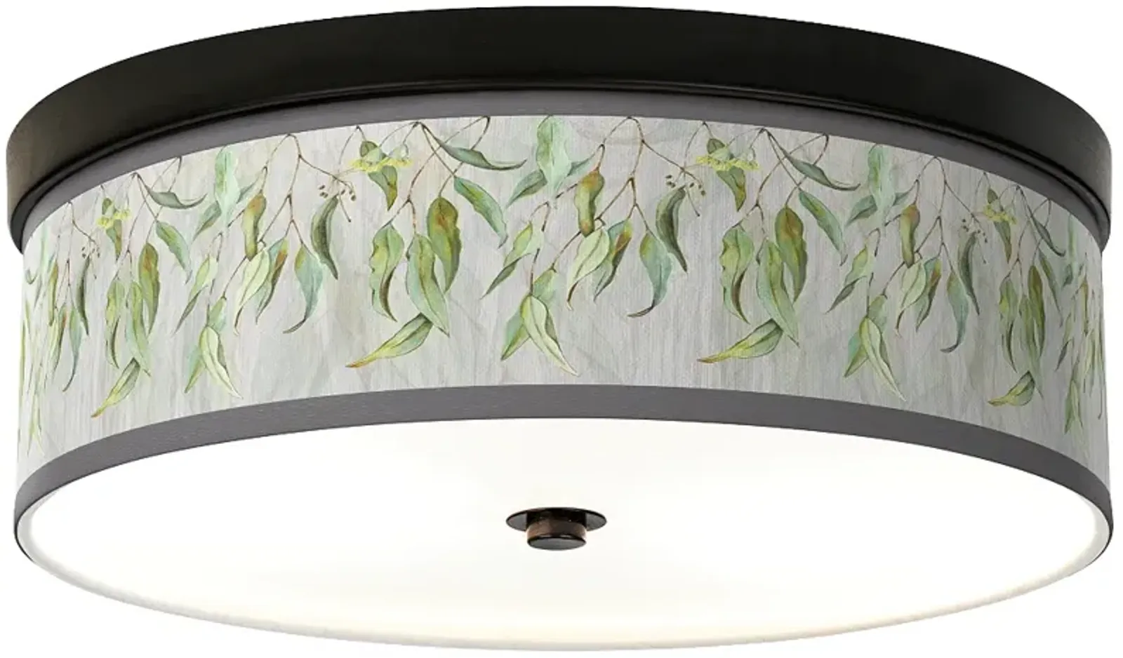 Giclee Gallery Eucalyptus Pattern 14" Wide Bronze LED Ceiling Light