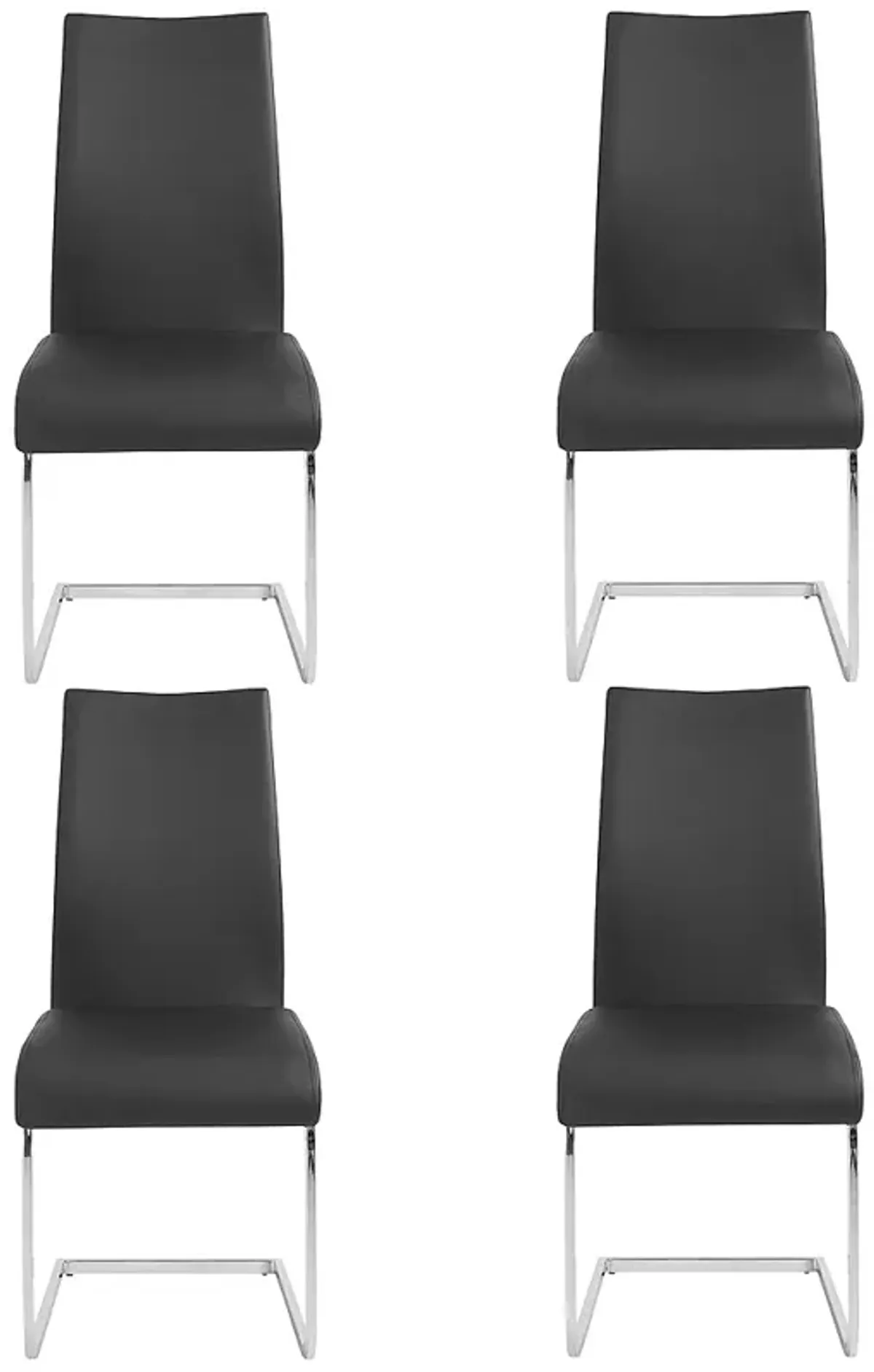 Epifania Black Leatherette Side Chairs Set of 4