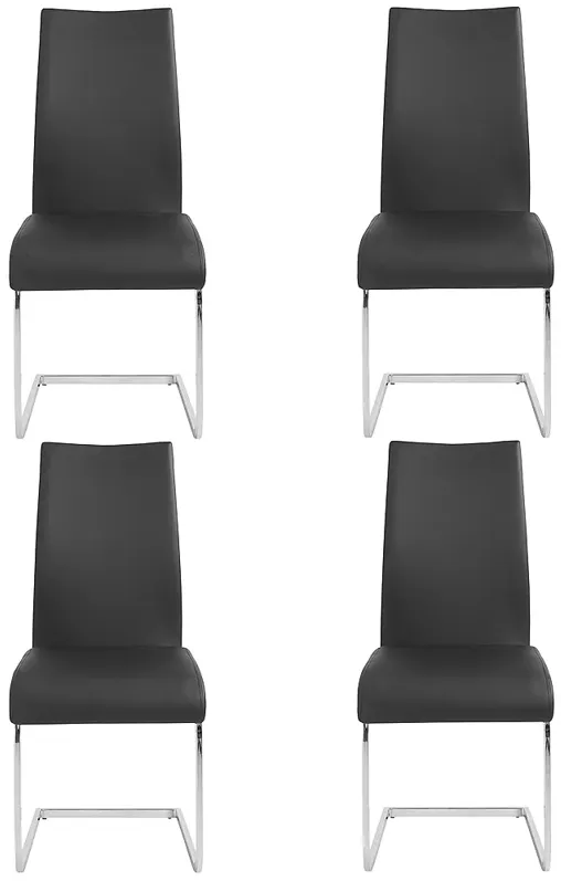 Epifania Black Leatherette Side Chairs Set of 4